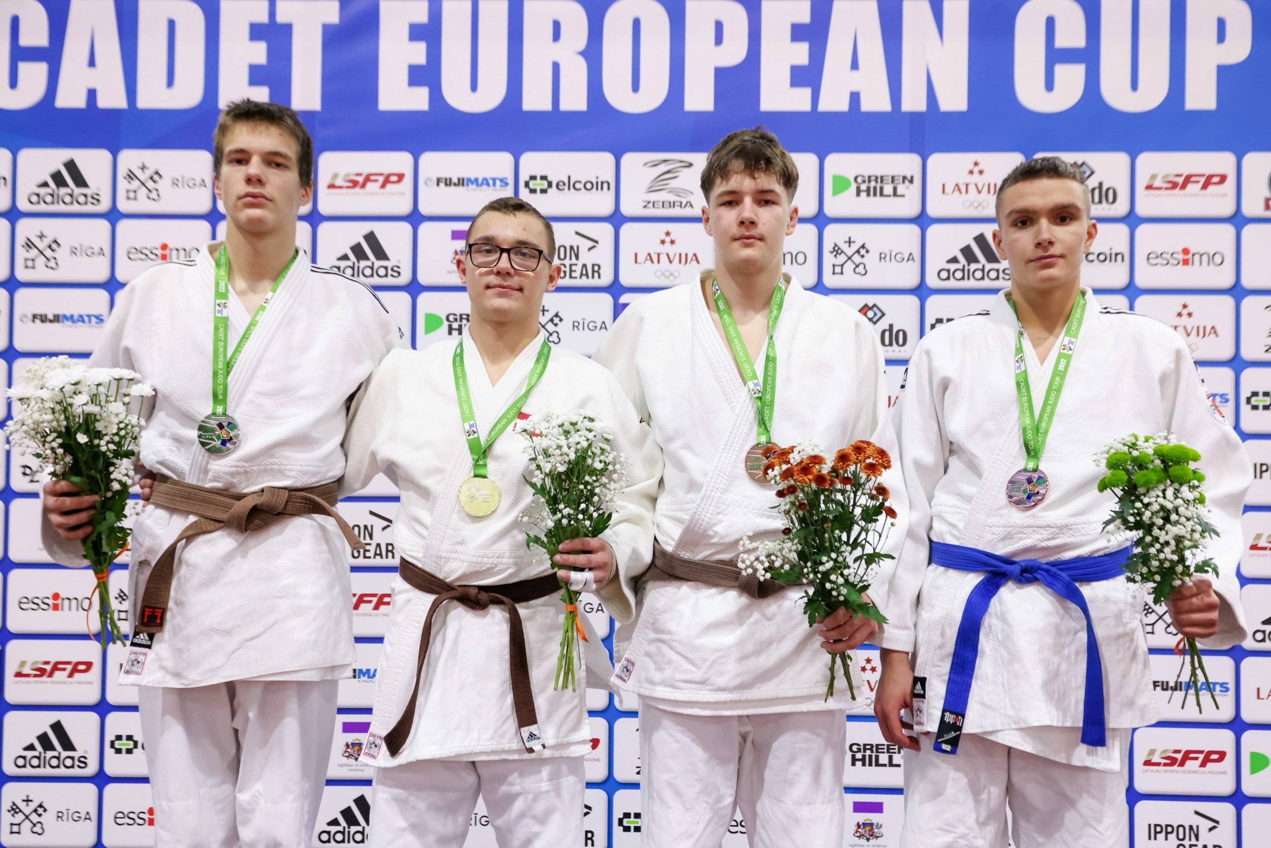 Aleksi Hukkanen podiumilla (photo by EJU/Roberts Voskans)